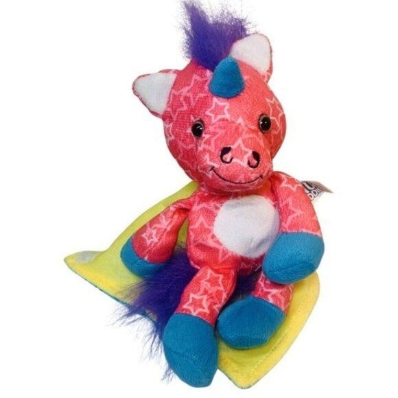 Snug Buddies Pink Blue Stars Plush Unicorn Stuffed Animal Lovey Blanket Toy 10” - Picture 6 of 7